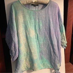 Charlie B ladies Cotton Gauze top.  Resortwear /Boho/Cruise/ XL, Seafoam color